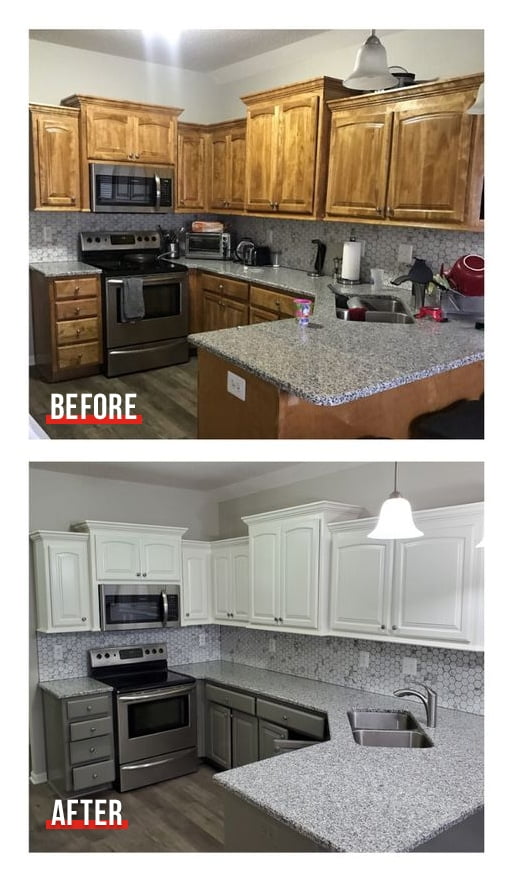 before after kitchen repainting interior