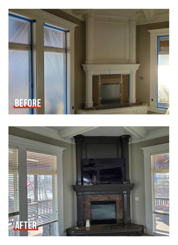 before after fireplace painting kansas city